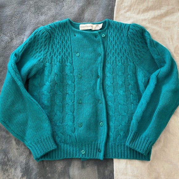 Vintage ROBERT SCOTT 100% pure wool double breasted button down puff sleeve S-M - Picture 1 of 12